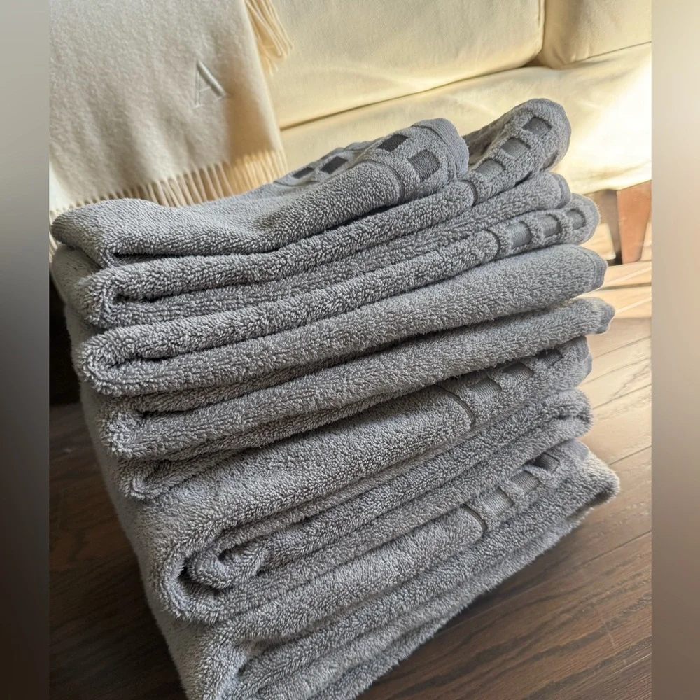 CARO HOME 8 PIECES GREY BATH COTTON TOWELS